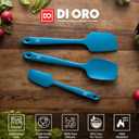 DI ORO Silicone Spatula Set - Rubber Kitchen Spatulas for Baking, Cooking, & Mixing - 600F Heat-Resistant & BPA Free Silicone Scraper Spatulas for Nonstick Cookware - Dishwasher Safe (3pc, Blue)