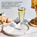 FOCUSLINE 100 Pack Plastic Champagne Flutes, 4.5 Oz Gold Rim Plastic Champagne Glasses, Disposable Clear Toasting Glasses Recyclable Champagne Cups for Wedding Party