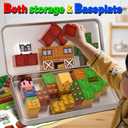 Farm Animal Magnetic Building Blocks Travel Toys, 35PCS Magnetic Cubes for Kids 3-8, Portable STEM Building Tiles with Metal Storage Box, Toddler Learning Toys for Ages 3-5Fun Gifts, Classroom Prizes