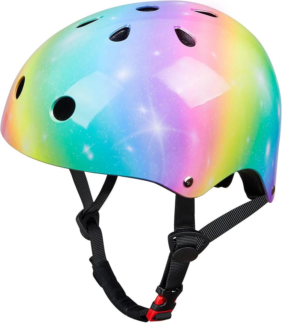 Toddler Helmet, Bienbee Kids Bike Helmet Skateboard Helmets for Bicycle Balance Bike Scooter for Girls Kids Age 3-8 Years (Small(19.6"-21.6"/3-8 years), Rainbow)