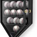 TJ.MOREE 12 Baseball Display Case, Baseball Holders for Balls Display, 13 x 16.5 inches Wall Mount Shadow Box with Locks for Home Run Derby Baseball Collector Memorabilia Autograph Balls - Black