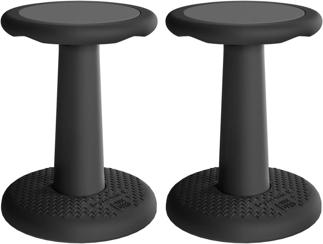 Gpack-pro Kids Wobble Stool 2-Pack Improves Focus Attention Non-Slip Base - Wiggle Chair Active Flexible Seating for Preschool Kindergarten Elementary School 17.7-Inch High (Black), 17.7 Hight' Pack of 2
