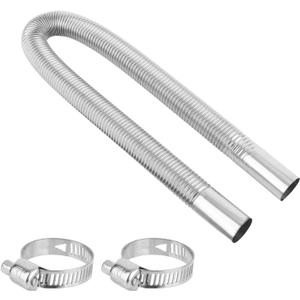 23.62in/60cm Flexible Diesel Heater Muffler Silencer Exhaust Pipe, Fuel Tank Vent Hose with 2 Buckles Practical Stainless Steel GasTubing Extension Kit Parts Accessories for Air Parking Generator