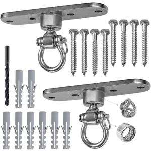 2 of Heavy Duty Stainless Swing Hanger with Smooth Swing Bearings 180°+360°, 1500 lb Capacity for Indoor Outdoor Playground Yoga Hammock Chair Sandbag Porch Swing Bag