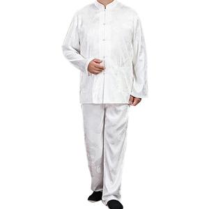 YEMYIQZ Kung Fu Uniform for Men Shirt Suit Chinese Traditional Tang Hanfu Martial Arts Wing Chun Tai Chi Training Cloth Jacket Pants (as1, alpha, L, regular, regular, White)