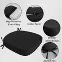 idee-home Outdoor Chair Cushions Set of 2, 19" x 19" D-Shaped | Thick Outdoor Seat Cushions Waterproof Patio Furniture with Ties Dining Pads