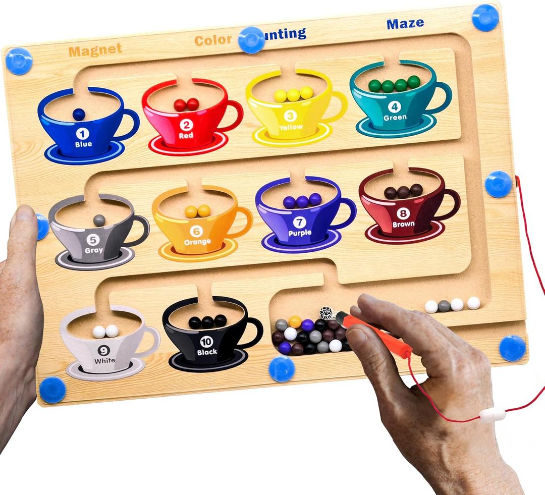 Alzheimers Products for Elderly, Dementia Activities for Seniors, Memory Care Magnetic Color & Number Matching Alzheimers Games for People with Parkinsons, Fidget Sensory Cognitive Gift Maze Board