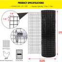 FORIMO 24'' x 50' 1/4inch Hardware Cloth 19 Gauge Black Vinyl Coated Welded Fence Mesh for Home and Garden Fence and Home