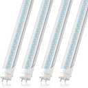 JESLED T8 4FT LED Type A+B Light Bulbs, 24W 3000LM 5000K Daylight White, Plug and Play or Ballast Bypass, 4 Foot Flourescent Tube Replacement, ETL Listed, Dual-end, Clear, Warehouse Lights 4Pack