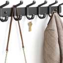 pickpiff Coat Rack Wall Mounted Heavy-Duty: Metal Coat Hanger 6 Hooks for Hanging Hat, Clothes, Robe, Keys, Backpack, Bathroom Towels, Jacket, Purse - Closet, Door, Entryway, Mudroom (Black, 1 Pack)