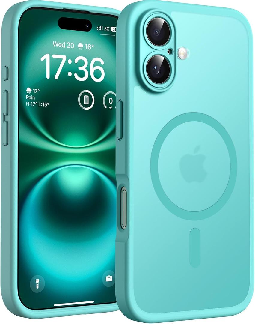 TOCOL for Phone 16 Case, Compatible with Magsafe Charger, Full Camera Protection, Drop Protection, Translucent Matte Phone Case for iPhone 16 6.1 inch (Green)