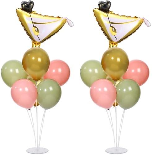 Martini Birthday Party Balloons Stand Kit 2 Sets With 2 Martini Glass Ball Foil Balloons Centerpiece for Tables for Women Girls Birthday Baby Bridal Shower Bachelorette Wedding Decorations