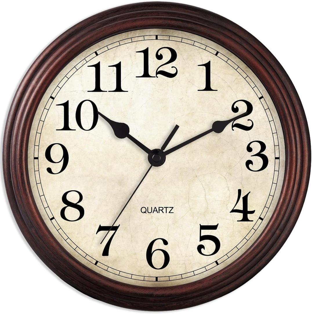 HYLANDA Wall Clock, 9 Inch Silent Non Ticking Classic Battery Operated Clocks, Decorative for Living Room, Bedrooms, Bathroom, Kitchen Office (Bronze)