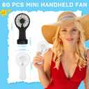 Woanger 60 Pack Mini Powerful Handheld Fan Bulk 3 Speed USB Rechargeable Small Desk Fan Summer Gift for Wedding Beach Outdoor Women Eyelash (Black,White)