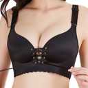 Aivtalk Women Plus Size Minimizer Bra Wirefree Push Up Drawstring Bra Soft Lingerie Sexy Underwear Brassiere Black 44C