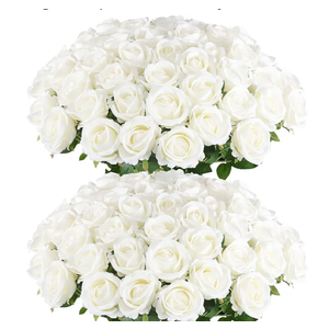 Aiinoo Artificial Roses Large Velvet Rose Real Touch Fake Flowers in Bulk for Flower Arrangement Wedding Centerpieces Home Party Decor (White) Aiinoo Artificial Roses Large Velvet Rose Real Touch Fake Flowers in Bulk for Flower Arrangement Wedding Centerpieces Home Party Decor (White)