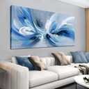 Blue White and Gray Abstract Canvas Wall Art for Living Room Framed Large Print Picture Painting Wall Decor for Bedroom Office Modern Home Abstract Wall Decorations Artwork Size 24x48 Ready to Hang