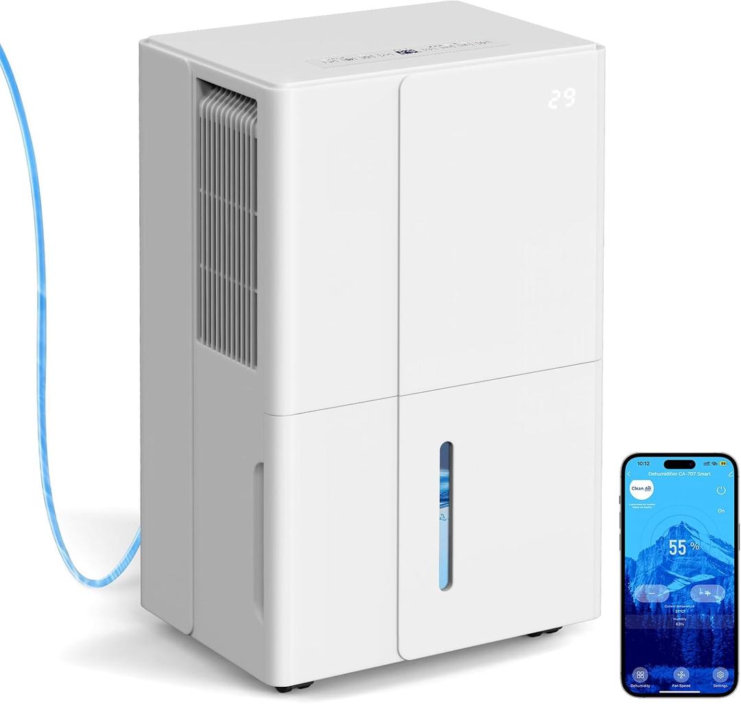 105 Pints Basement Dehumidifier with Pump, 5000 sq.ft Large Dehumidifiers with Drain Hose, 1.7 Gal Water Tank, Intelligent Humidity Control, Auto Shutoff, 24H Timer, for Basement, Large Room, Garage