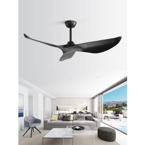 Sofucor Ceiling Fan no Lights, 52 Inch Mordern Black Ceiling Fan Without Light with Remote for Indoor Farmhouse Bedroom Living Room Outdoor Patio Porch, Reversible DC Motor