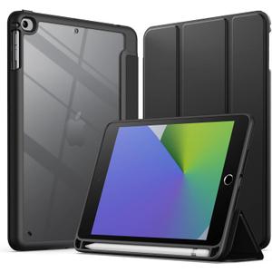 JETech Case for iPad mini 5/4 (7.9-Inch 2019/2015 Model) with Pencil Holder, Clear Transparent Back Shell Slim Stand Shockproof Tablet Cover, Auto Wake/Sleep (Black)