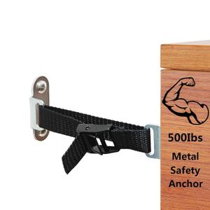 Anti Tip Furniture Anchors,(4 Sets) Adjustable Child Safety Anchors  Earthquake Proof & Baby Proofing Kit for Securing Dressers, TV Stands, Cabinets, Bookshelves.