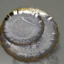bUCLA 40PCS Clear and Gold Plastic Plates - Fancy Lace-Edge Clear Plates with Gold Trim Hammered Disposable - Include 20 Each(Dinner&Dessert) for Party & Wedding