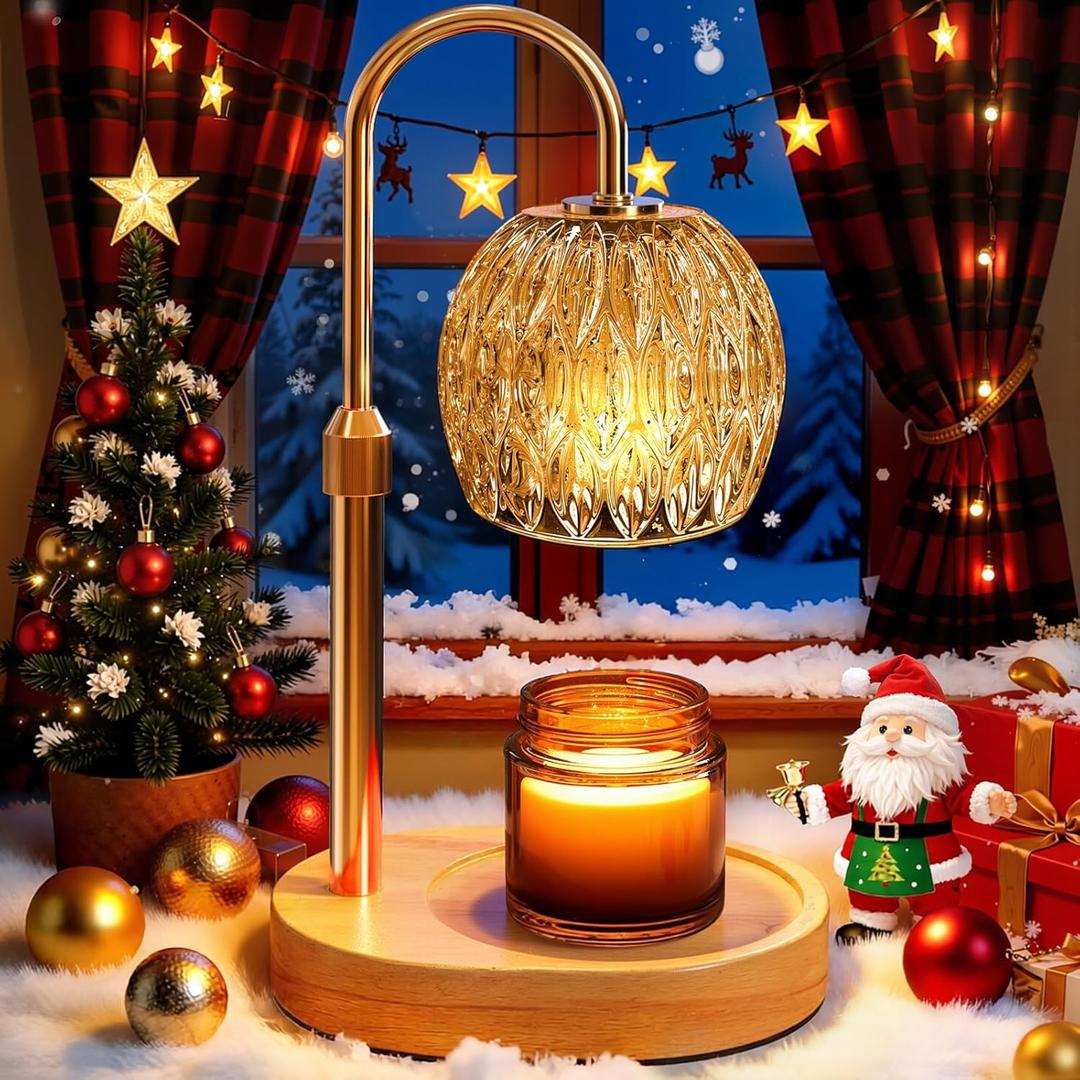 BlissWhisper Candle Warmer Lamp with Timer Dimmer,Adjustable Height Wax Melting Lamp for Jar Candles, Aesthetic Vintage Home Decor for New House Warming, Gift for Women Birthday Christmas (Gold)