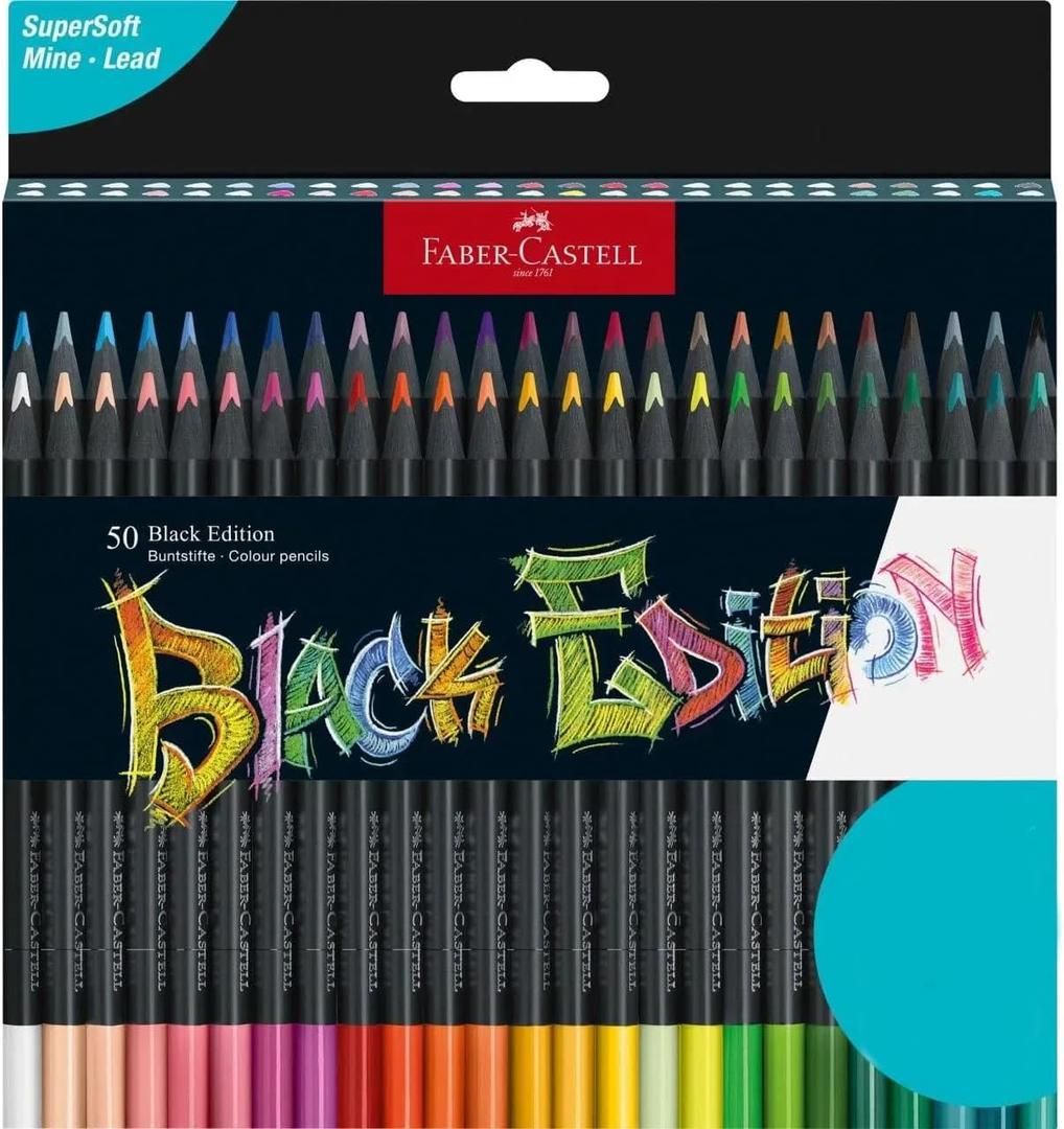Faber-Castell Black Edition Colored Pencils, Classic 1 Count (Pack of 50)