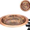 Good Directions Fired Copper Deck Mount Bird Bath Basin for Outside Backyard, Outdoor Patio, Garden, Feeder, Birdbath, Gift for Bird Lovers and Watchers, 13" Metal Bowl