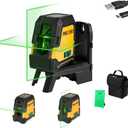 PREXISO Laser Level Self Leveling - 100Ft Rechargeable Cross Line Laser, Green Line leveler Tool for Construction, Floor Tile, Home Renovation with Magnetic Pivoting Base, Target Plate & Carry Bag