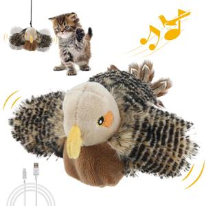 Gigwi Flapping Bird Cat Toy, Hangable Flying Bird Cat Toys for Indoor Cats, Interactive Motion Activated Chirping Cat Toy, Automatic Beating Wings with Catnip