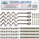 Metal Ground Anchor Kit - 4pcs Auger-Style 12 3/4" ea. All Hardware Included. Easy Assembly, Strong and Durable. for Backyard Swing Sets, Trampolines, Yard Furniture, by XDP Recreation a USA Company