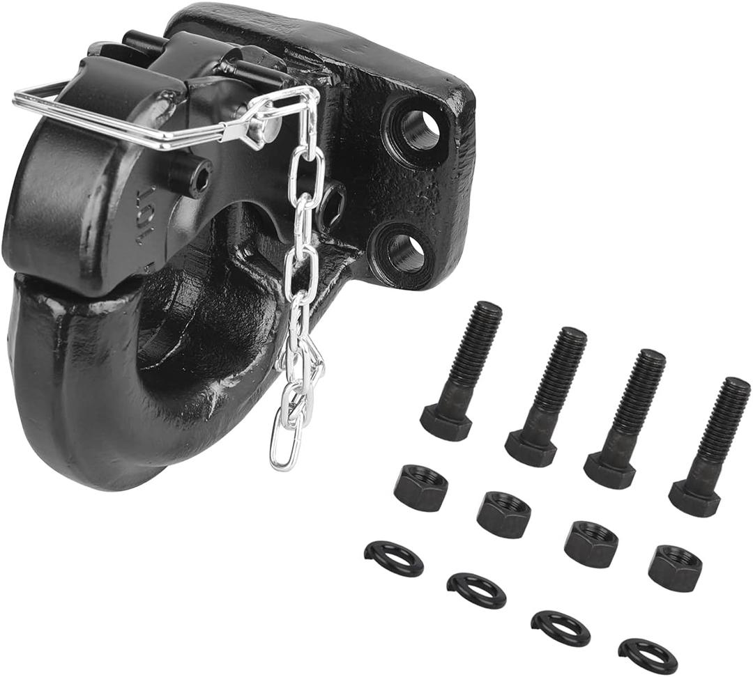 10-Ton Pintle Hook Trailer Hitches Receiver Hook for 2-1/2 Inch Lunette Ring with Mounting Kit, 20000 lbs