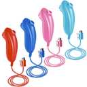 XiQiDianr 4 Packs Nunchuck Controller,Nunchuk Controllers Joystick Gamepad,Replacement for wii Nunchuck Controller,Compatible with Nintendo Wii & Wii U Video Game Gamepads(Sky Blue+Pink+Dark Blue+Red)