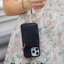 Crossbody Mirror Case Wallet for iPhone 16 Pro with Strap, RFID Blocking Card Holder, Zippered Purse Phone Cover for Women - 6.3", (Black)