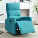360 Swivel Recliner Chairs for Small Spaces, A Recliner with Side Pockets, Small Rocker Recliner for Living Room, Bedroom, Sky Blue Recliner Chair for Adults, Without Heat Massage, Blue