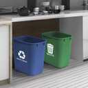 Acrimet Wastebasket Bin for Recycling and Waste, 6.75 Gallon/ 27 Quart/ 24 Liter, Trash Can (Plastic) (Green and Blue) (Set of 2)