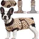 Kuoser Dog Surgery Suit, Comfy Dog Recovery Suit Female Doggie Onesie for Surgery, Post Op Protective Onesie, Soft E-Collar Alternative for Cats & Puppies, BrownLeopard XS 