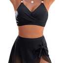 Blooming Jelly Womens High Waisted Bikini Set Gold Metal Two Piece Swimsuits Tummy Control Tie Knot 2026 Bathing Suits, XXL