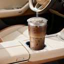 4 x Iced Coffee Cups with Lids: Coffee Bar Accessories - Ribbed Glass Tumbler with Straw and Lid 4Pcs - 20oz Leak Proof Tumbler - Reusable Glass Cups and Tumblers with Lid and Straws for To Go Iced Coffee