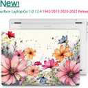 Mektron 2023 Microsoft Surface Laptop GO 3 Case 12.4" Compatible with Go 2/1 Laptop Cover 2022-2020 Releases Model 1943/2013 Plastic Hard Shell Case with Screen Protector, Colorful Floral
