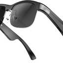 Smart Glasses, Bluetooth Sunglasses for Women Men, Open Mic&Speakers, Voice Assistant, UV Protection (Black)