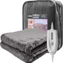 SUNVIVI Heated Throw, Electric Blanket Throw 50" x 60", Double-Layer Flannel with 4 Heating Settings, 4 Hours Auto Off, ETL Certified, Machine Washable, Grey (Throw-Single Control)