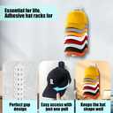 2 x Hat Stand for Baseball Caps Hat Organizer for Baseball Caps Hold up to 20 Hats hat stand wall mounted Strong Adhesive Hat Hanger Hat racks (Transparent-2)