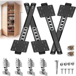 Pocket Door Slides – Hidden Sliding Hardware, Soft Close (Black,20in,4PC)