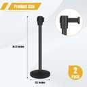 Crowd Control Stanchion Set of 2-Black Stanchions with 16.4ft Retractable Belt, Durable Concrete Metal Base for Stability, Easy Assembly, Ideal Crowd Control Barriers for Events and Venues