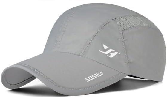 Gray Cap Quick Dry Breathable, Men Women Fashion Lightweight Foldable Sun Hats for Outdoor Sports, Adjustable Baseball Cap for Running Hiking Unisex