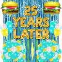 Sponge 25th Birthday Decorations, 25 Years Later letter Balloons Set for Ocean Theme Party,Birthday Decor,Mermaid,Baby Shark,with Hamburger Balloons,Blue Backdrop Bubble Garland and Crepe Paper