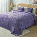 FY FIBER HOUSE Flower Throw Blanket Ultra Soft Blanket Fuzzy Twin Blanket for Bed Couch Sofa, 60"x80", Purple
