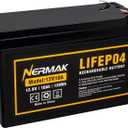 12V 10Ah Lithium LiFePO4 Deep Cycle Battery, 2000+ Cycles Rechargeable Battery for Solar/Wind Power, Small UPS, Lighting, Power Wheels, Fish Finder and More, Built-in 10A BMS